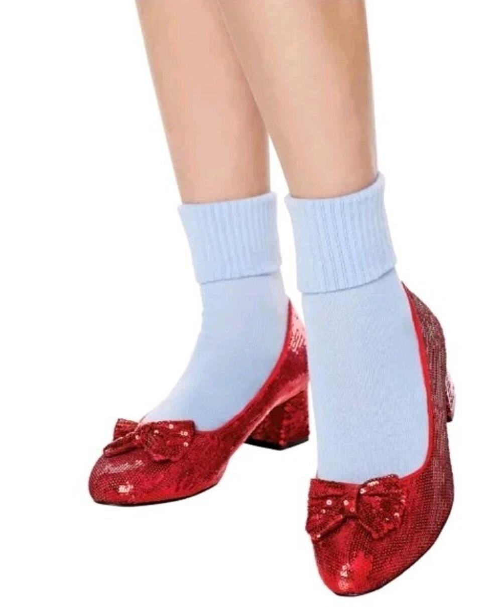 Wizard of OZ Shoes Dorothy Ruby Red Sequins Costume Shoes Size 4.5 JUDY Ellie